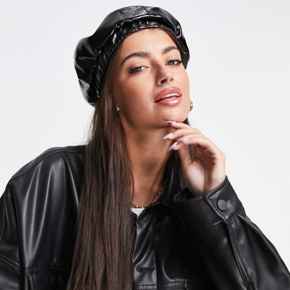 ASOS Black Shiny Round Beret